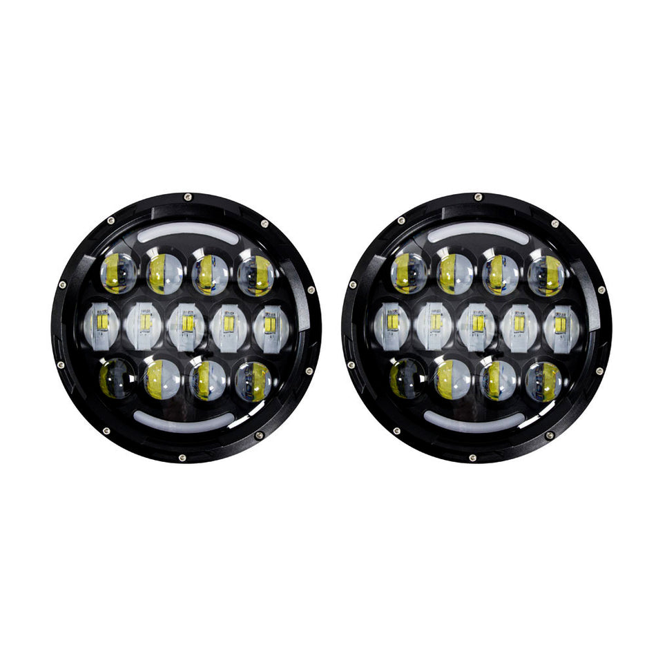 HEISE - LED Light - Black Face & Partial Halo, 21 LED, 7", 105W, 3000Lm, 6500K — Quality Boat Parts
