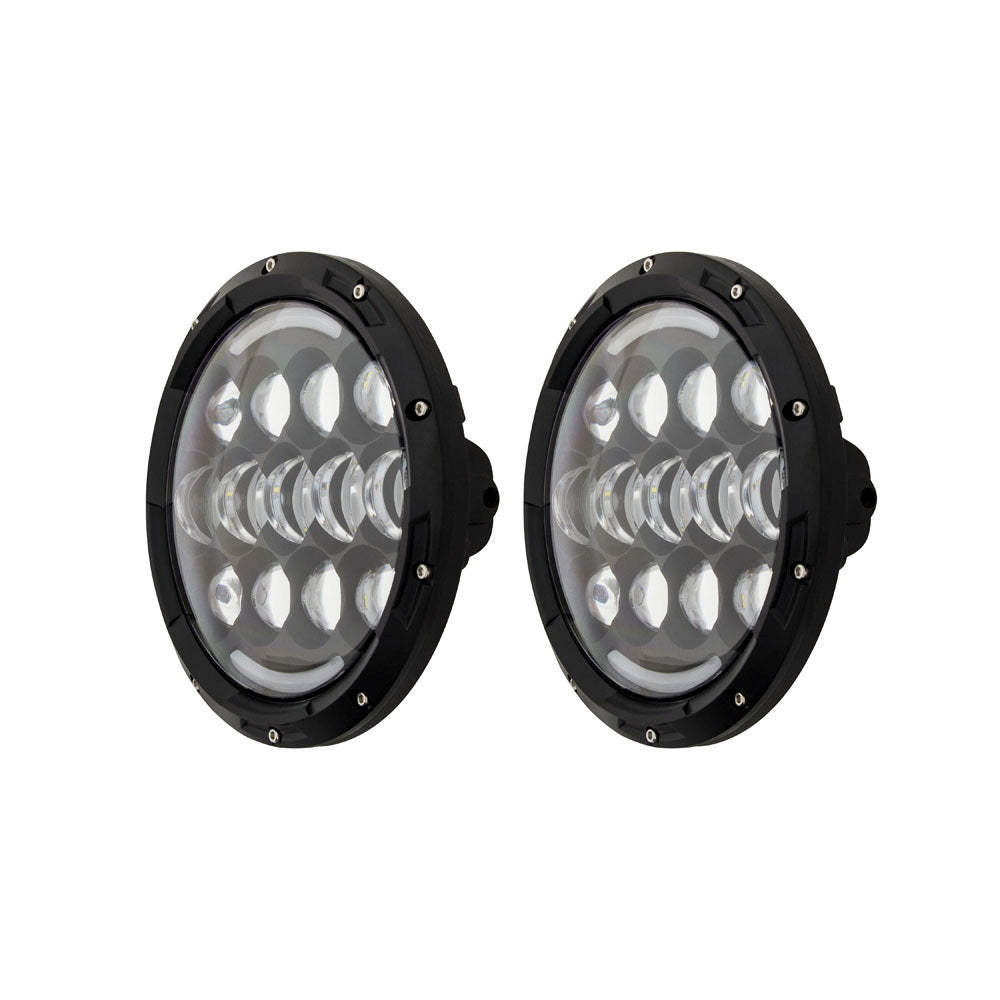 HEISE - LED Light - Black Face & Partial Halo, 21 LED, 7", 105W, 3000Lm, 6500K — Quality Boat Parts