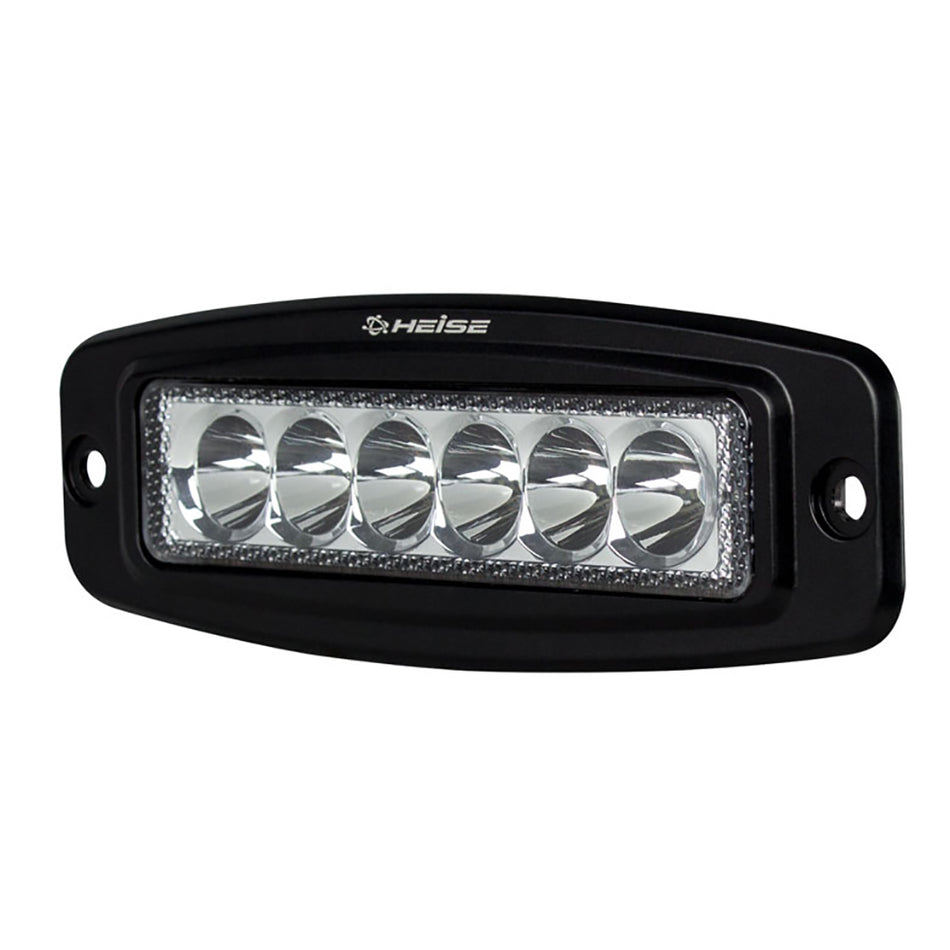 HEISE LED Lighting Systems - Single Row Driving Light - Flush Mount, 6 LED, 10-30V, 9A, 18W, IP67 — Quality Boat Parts