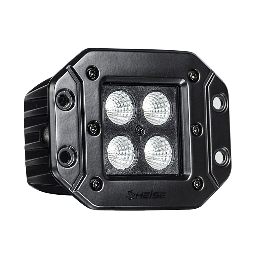 HEISE - Blackout LED Cube Light - Flush Mount, 3", 12W, 6000K, IP68, 9A — Quality Boat Parts