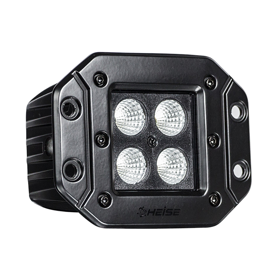 HEISE - Blackout LED Cube Light - Flush Mount, 3", 12W, 6000K, IP68, 9A — Quality Boat Parts