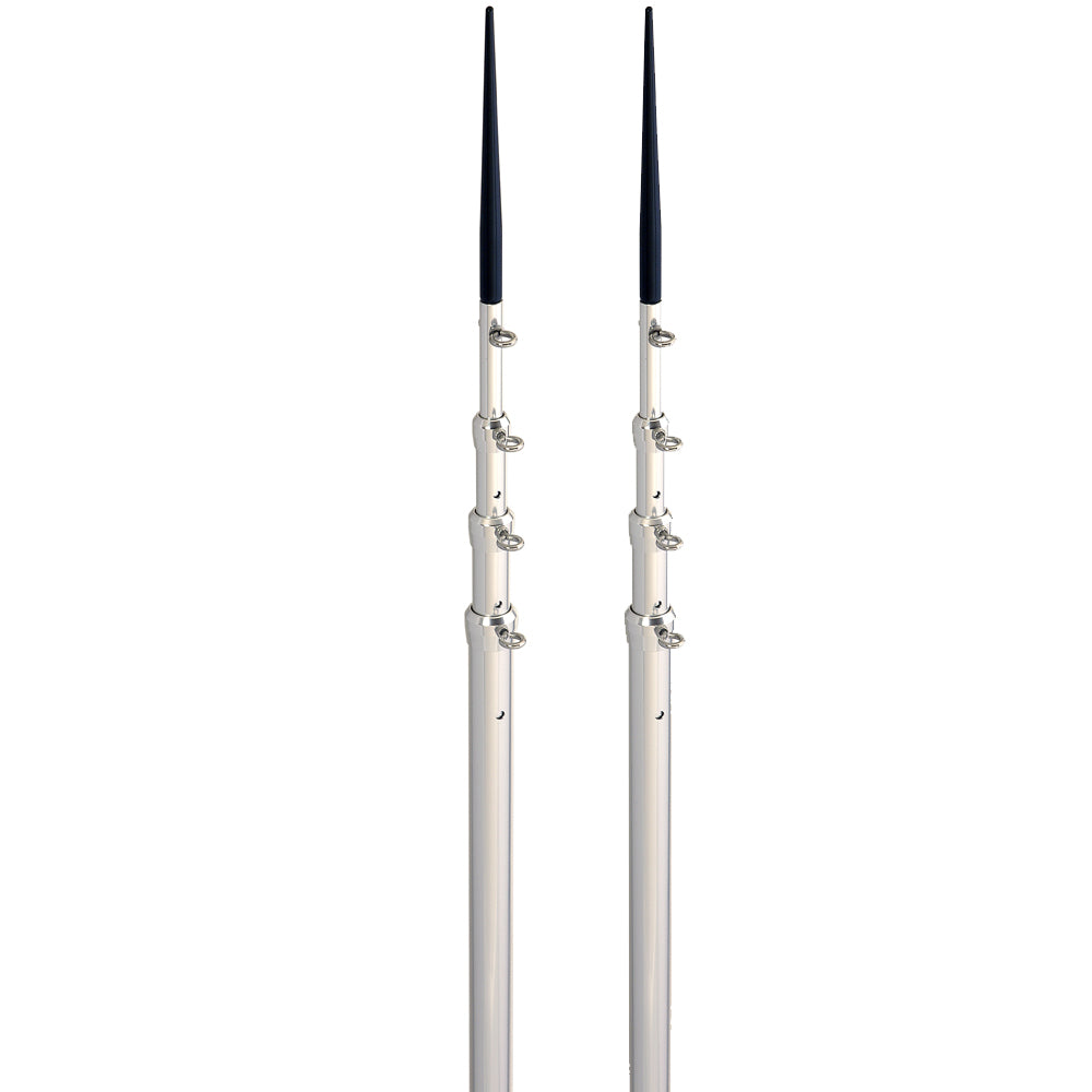 Lee's Tackle -16.5' Bright Silver Black Spike Telescopic Poles - For Sidewinder — Quality Boat Parts