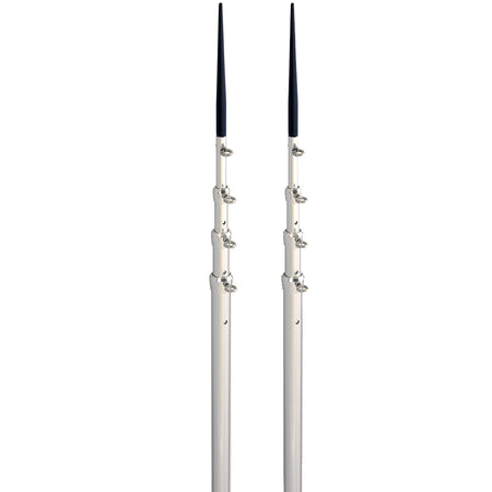 Lee's Tackle -16.5' Bright Silver Black Spike Telescopic Poles - For Sidewinder — Quality Boat Parts