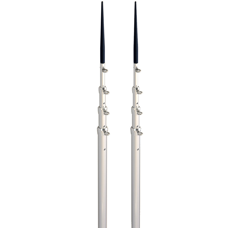 Lee's Tackle -16.5' Bright Silver Black Spike Telescopic Poles - For Sidewinder — Quality Boat Parts