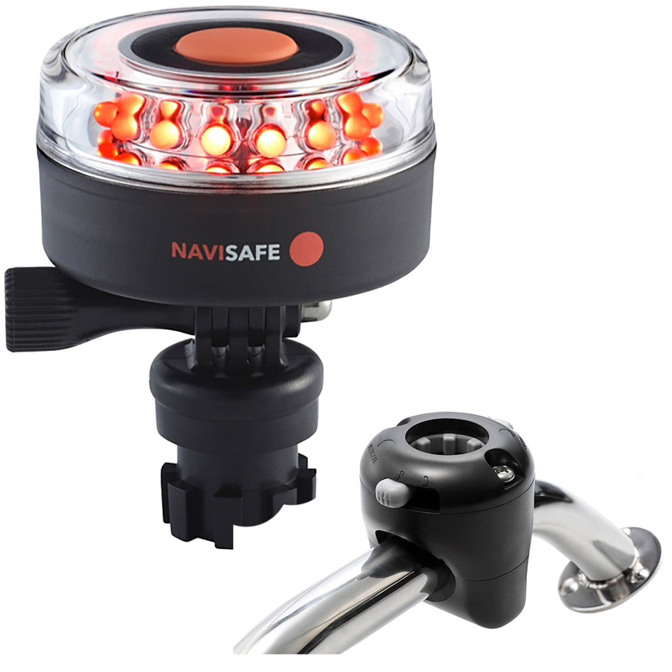 Navisafe - Navilight 360° - Red, 2NM, w/Navimount Base & Rail Mount, Black — Quality Boat Parts