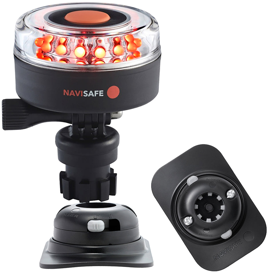 Navisafe - Navilight 360° - Red, 2NM, w/Navimount Base & RIB Mount, Black — Quality Boat Parts