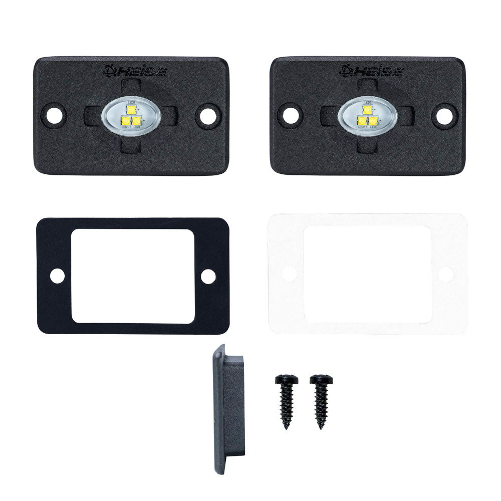 HEISE LED Lighting Systems - Auxiliary Accent Lighting Pod - White, 1.5" x 3", Flush Mount, IP68, 10-30V, 2A, 15W — Quality Boat Parts