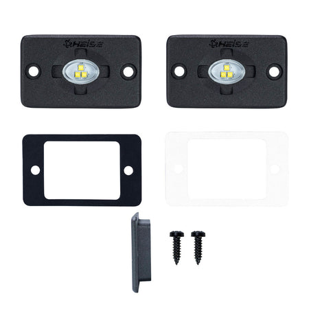 HEISE LED Lighting Systems - Auxiliary Accent Lighting Pod - White, 1.5" x 3", Flush Mount, IP68, 10-30V, 2A, 15W — Quality Boat Parts