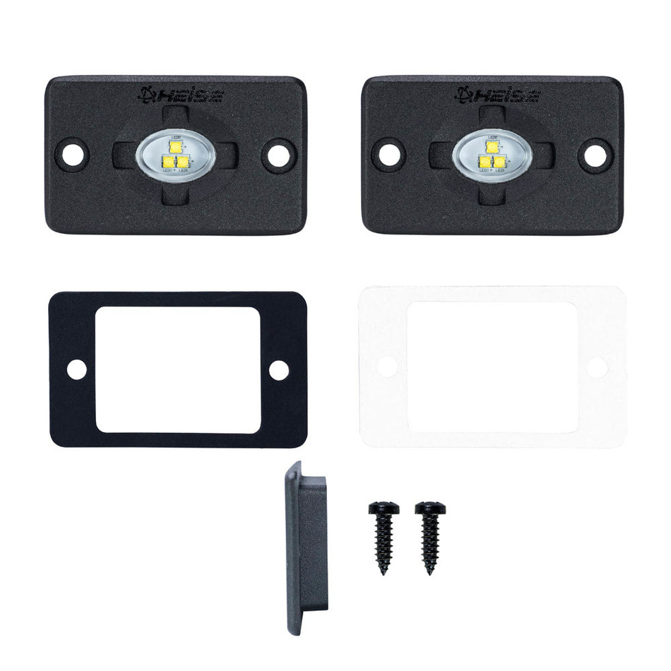 HEISE LED Lighting Systems - Auxiliary Accent Lighting Pod - White, 1.5" x 3", Flush Mount, IP68, 10-30V, 2A, 15W — Quality Boat Parts