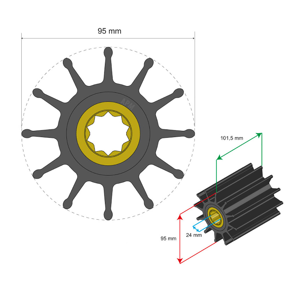 Albin Pump Marine - Premium Impeller - 12 Blade — Quality Boat Parts