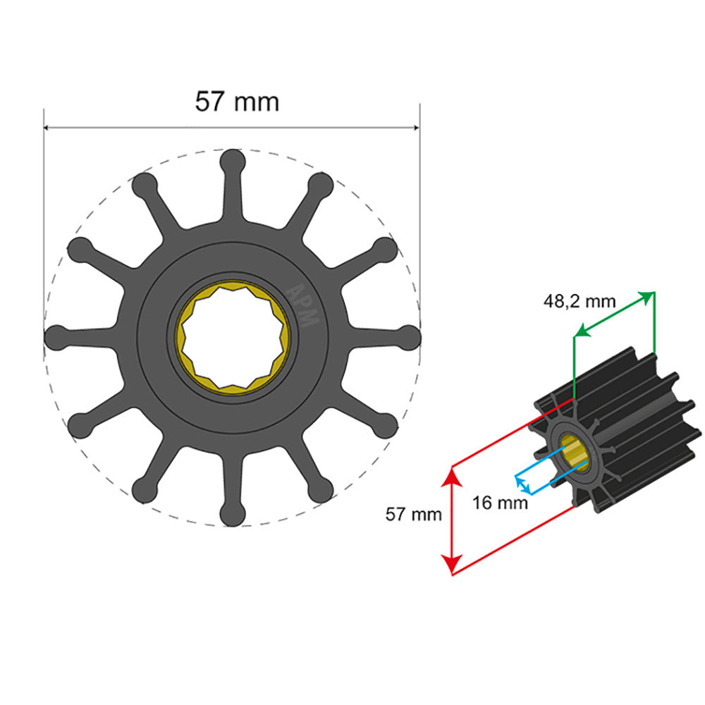 Albin Pump Marine - Premium Impeller - 12 Blade — Quality Boat Parts