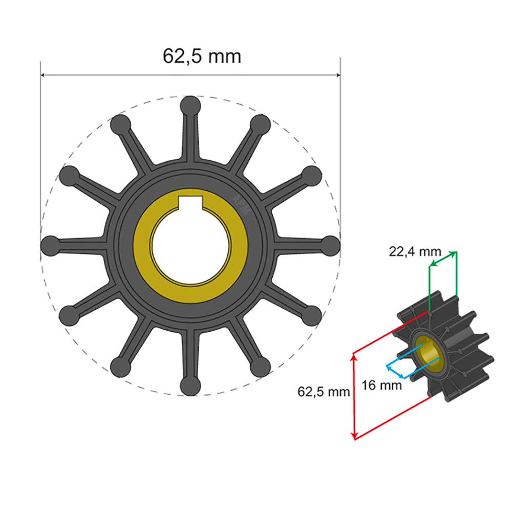 Albin Pump Marine - Premium Impeller - 12 Blade — Quality Boat Parts