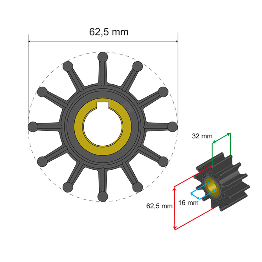 Albin Pump Marine - Premium Impeller - 12 Blade — Quality Boat Parts