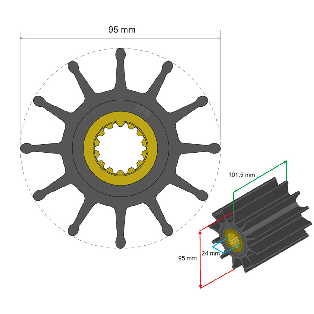 Albin Pump Marine - Premium Impeller - 12 Blade — Quality Boat Parts