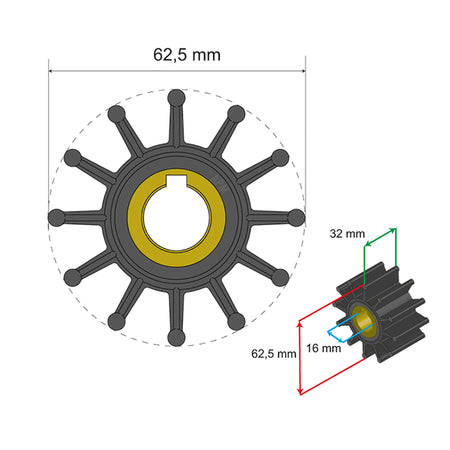 Albin Pump Marine - Premium Impeller - 12 Blade — Quality Boat Parts
