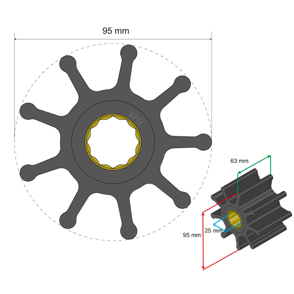 Albin Pump Marine - Premium Impeller - 9 Blade — Quality Boat Parts