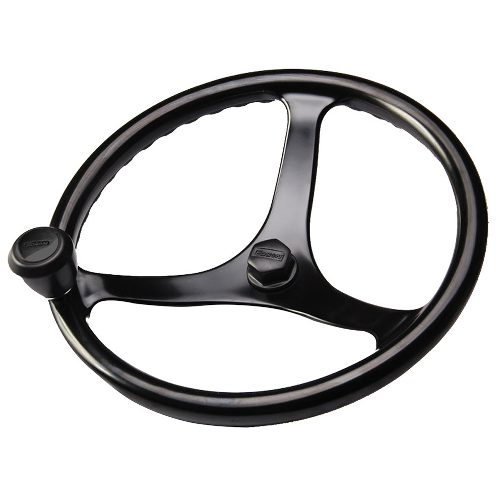 Edson Marine - Power Wheel - Black, Black Nut, Black Knob, 14.5" — Quality Boat Parts