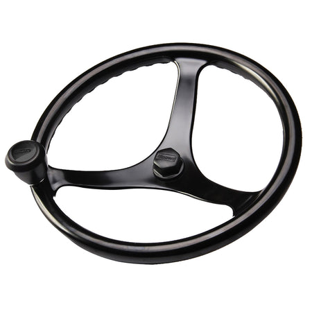Edson Marine - Power Wheel - Black, Black Nut, Black Knob, 14.5" — Quality Boat Parts