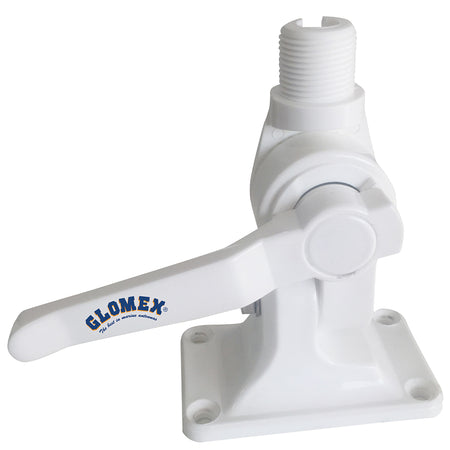 Glomex Marine Antennas - 4-Way Nylon Heavy-Duty Ratchet Mount - With Cable Slot, Built-In Coax Cable Feed-Thru 1"-14 Thread — Quality Boat Parts