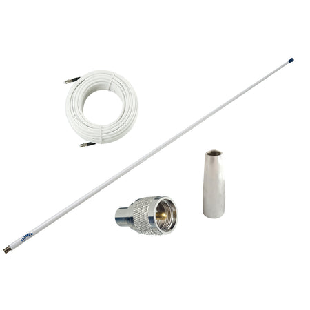 Glomex Marine Antennas - Glomeasy VHF Antenna 3dB - With FME Termination, 6M Coaxial Cable, RA300 Adapter, PL259 Connector — Quality Boat Parts