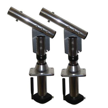 Lee's Tackle - Sidewinder Bolt-In Outrigger Mounts - Lay-Down Version, Silver, Pair — Quality Boat Parts