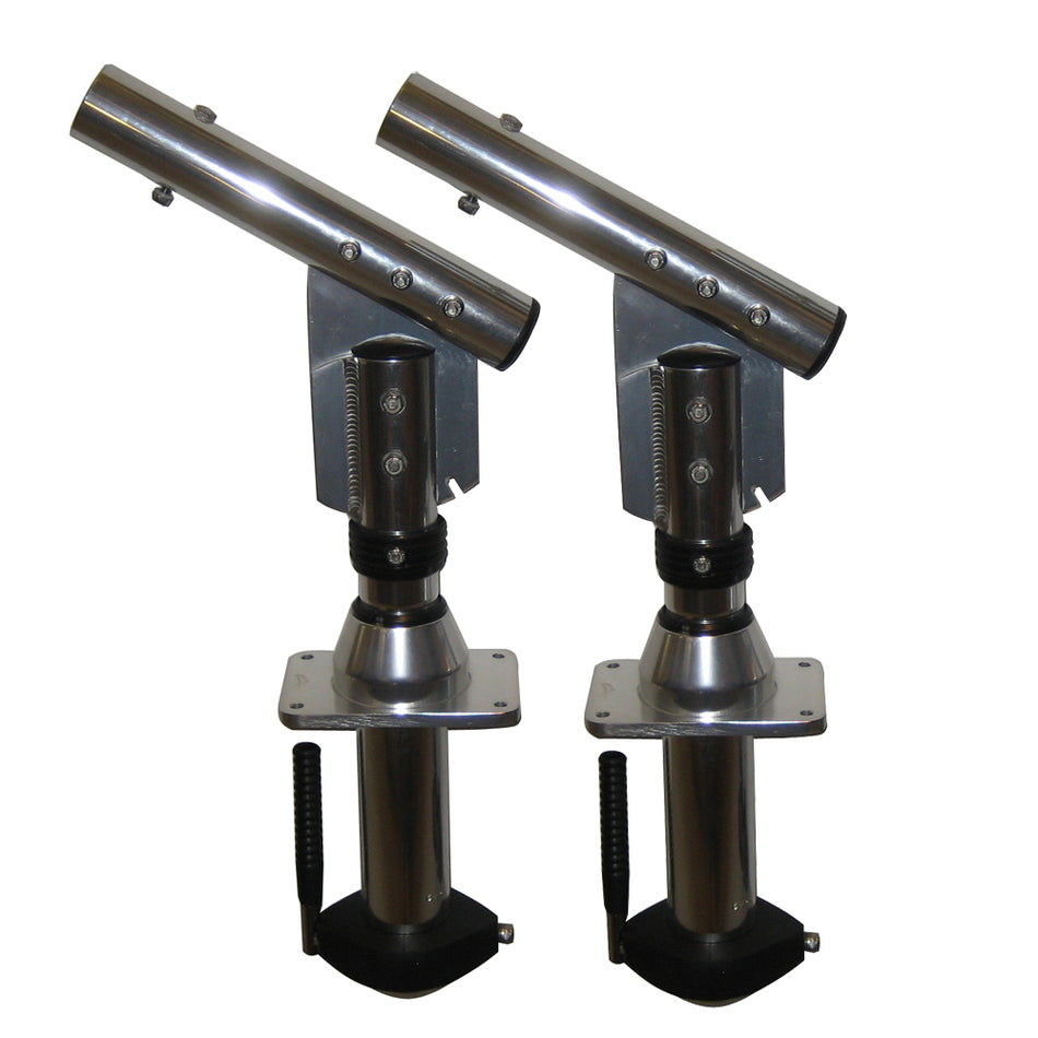 Lee's Tackle - Sidewinder Bolt-In Outrigger Mounts - Lay-Down Version, Silver, Pair — Quality Boat Parts