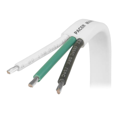 Pacer Group - White Triplex Cable - 14/3 AWG, Black, Green, White *Sold by the Foot — Quality Boat Parts