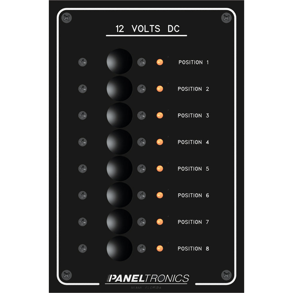 Paneltronics - Standard Circuit Breaker Panel - DC 8 Position, LEDs — Quality Boat Parts