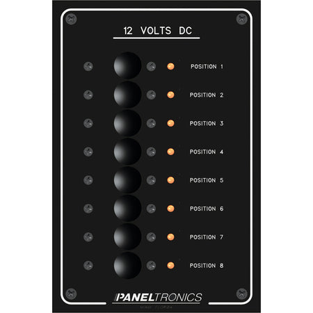 Paneltronics - Standard Circuit Breaker Panel - DC 8 Position, LEDs — Quality Boat Parts
