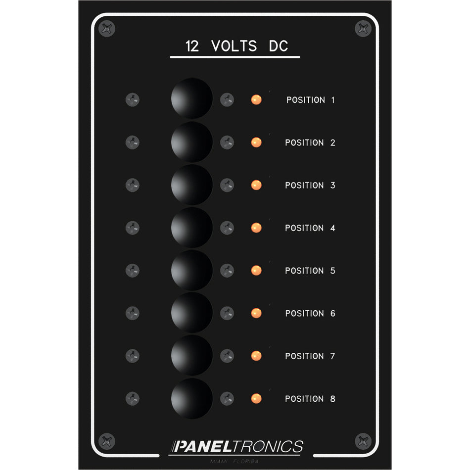Paneltronics - Standard Circuit Breaker Panel - DC 8 Position, LEDs — Quality Boat Parts