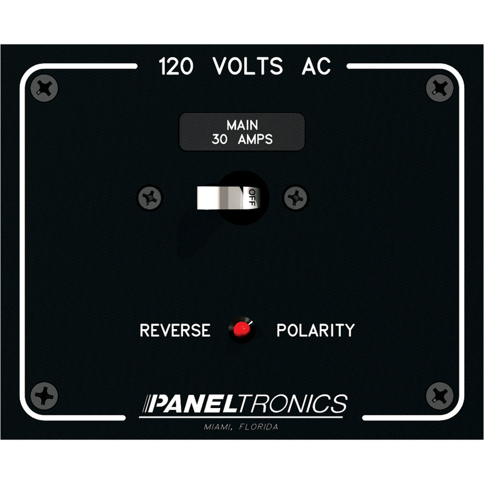Paneltronics - Standard Panel AC Main Double Pole - 30A, CB, Reverse Polarity Indicator — Quality Boat Parts