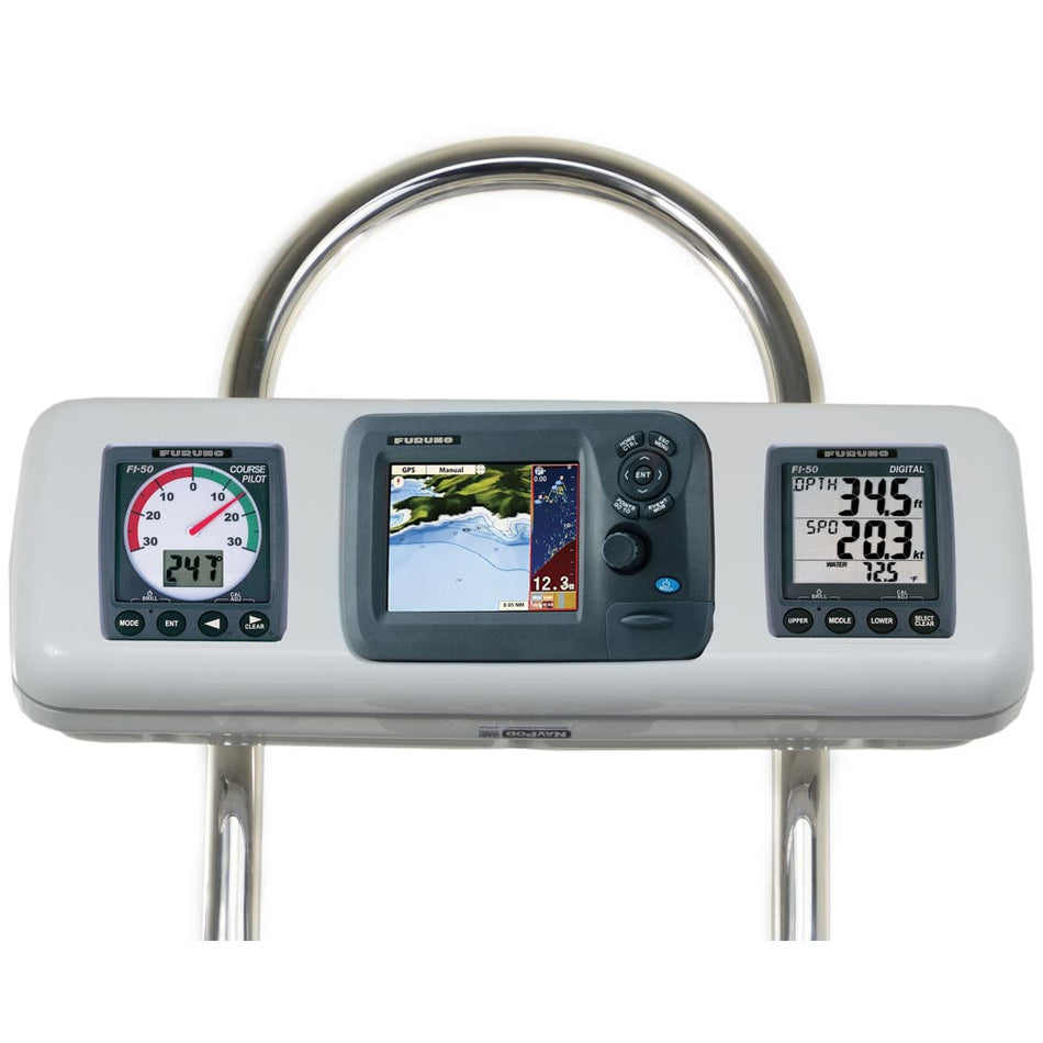 NavPod - GP2607 SystemPod Pre-Cut - For Furuno GP1670, GP1670F 5.7", 2 Instruments, For 12" Wide Guard — Quality Boat Parts