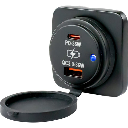Sea-Dog - Square Surface Mount Power Socket - USB A, USB C — Quality Boat Parts