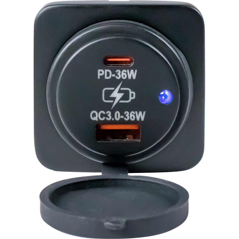 Sea-Dog - Square Surface Mount Power Socket - USB A, USB C — Quality Boat Parts