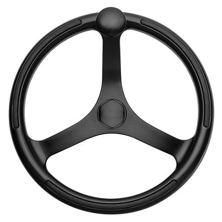 Schmitt Marine - Primus Wheel - with Knob Finger Grips, Black Powder Coat — Quality Boat Parts