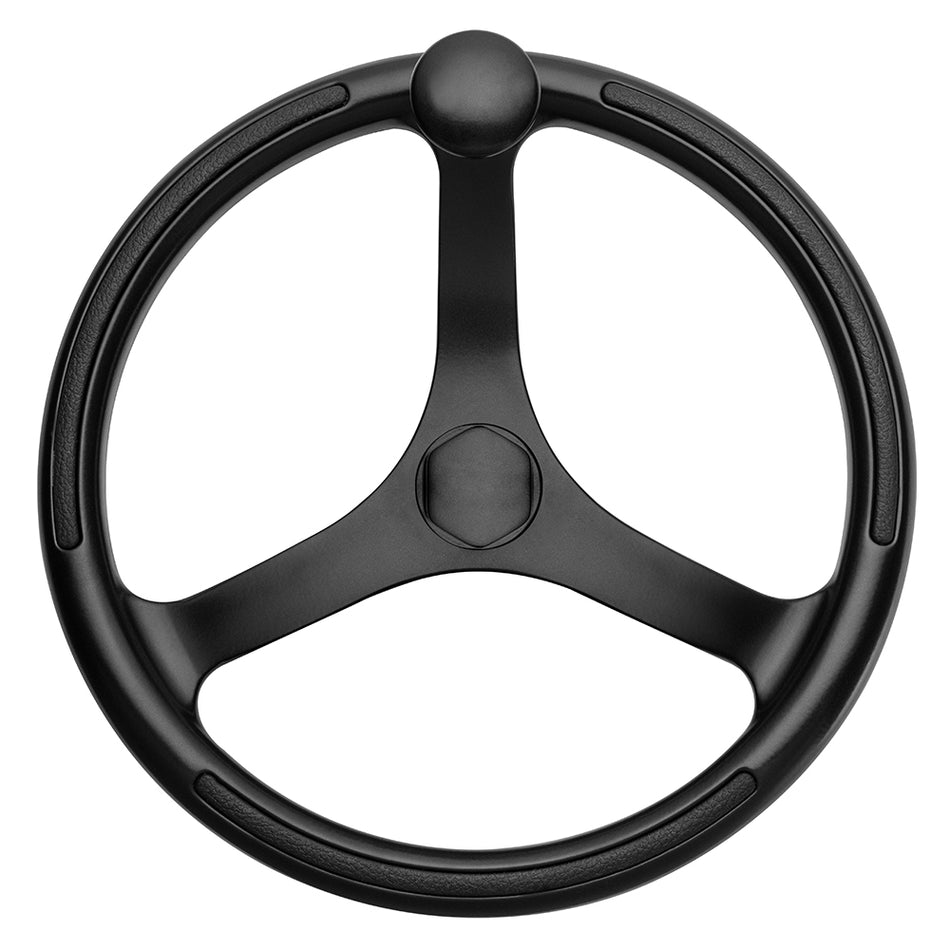 Schmitt Marine - Primus Wheel - with Knob Finger Grips, Black Powder Coat — Quality Boat Parts