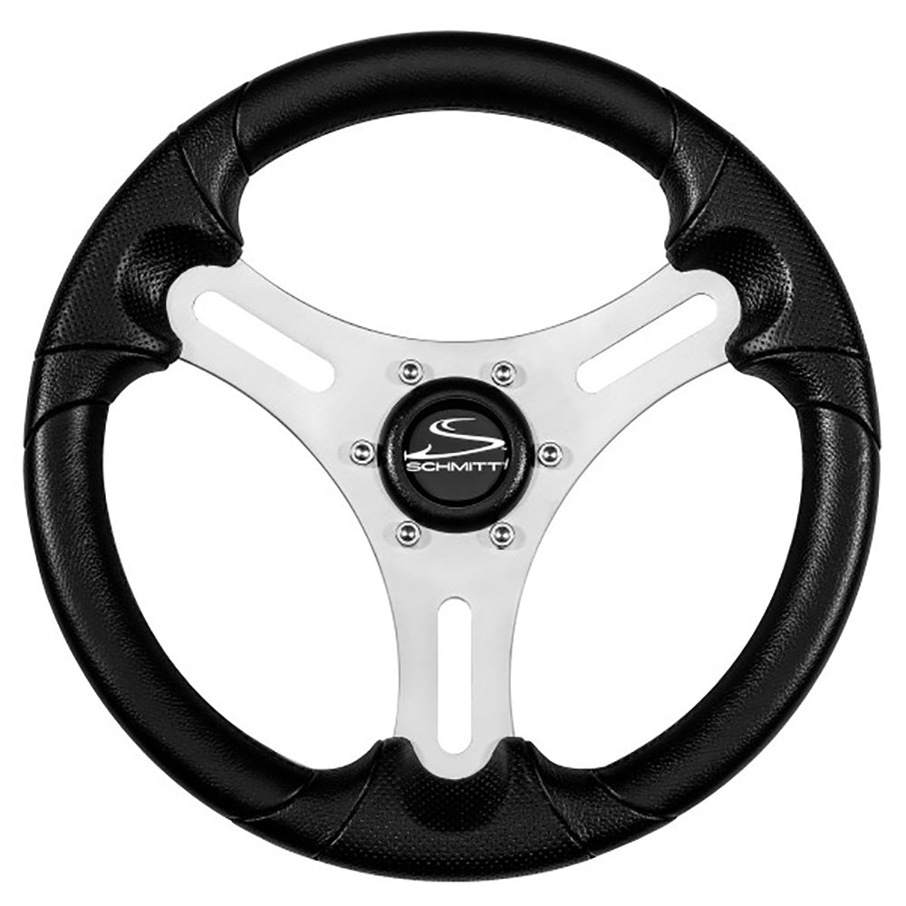Schmitt Marine - Torcello Lite 13" Wheel - Black Polyurethane Wheel, with Silver Spokes & Black Cap, 3/4" Tapered Shaft — Quality Boat Parts