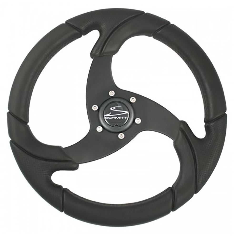 Schmitt Marine - Folletto 14.2" Wheel - Black Polyurethane, 3/4" Tapered Shaft, with Black Center Cap — Quality Boat Parts