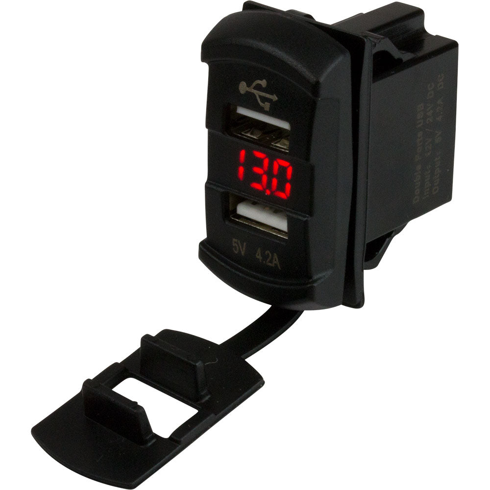 Sea-Dog - Dual USB Rocker Switch - Style Voltmeter, Hidden Display — Quality Boat Parts