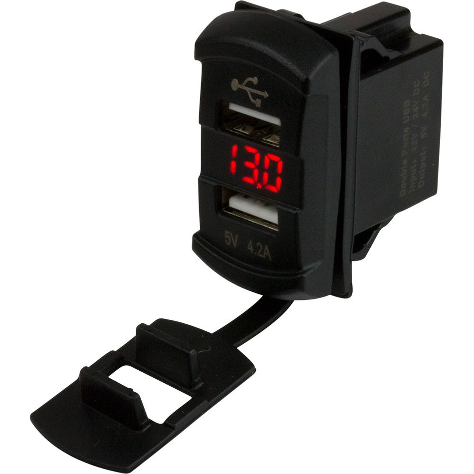 Sea-Dog - Dual USB Rocker Switch - Style Voltmeter, Hidden Display — Quality Boat Parts