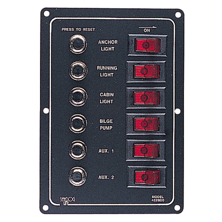 Sea-Dog Aluminum Circuit Breaker Panel - 6 Circuit, 40A, 12VDC — Quality Boat Parts