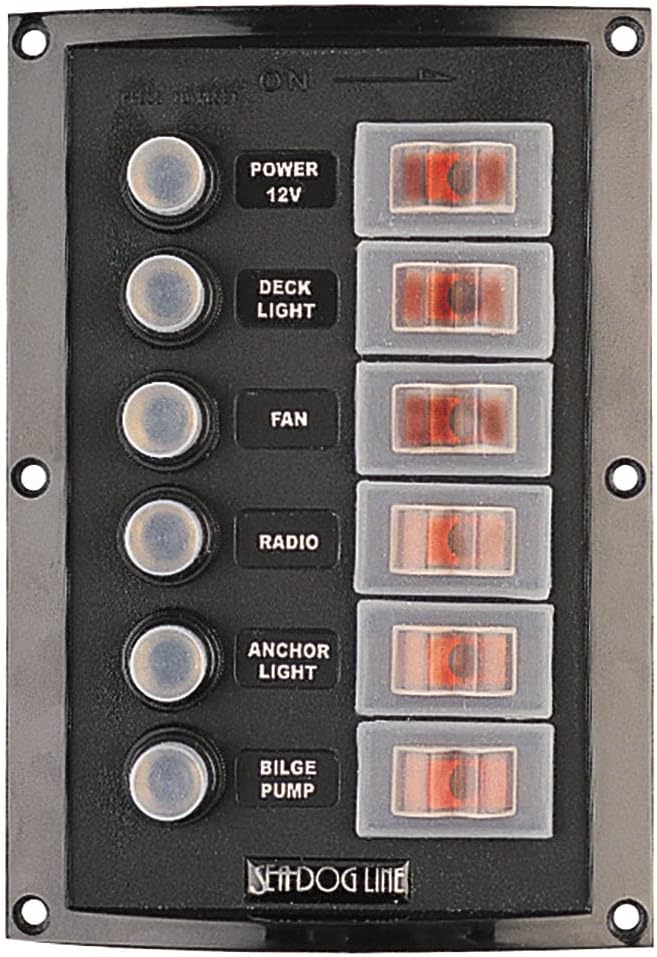 Sea-Dog - Splash Guard Circuit Breaker Panel - 6 Circuit, 12VDC, 37A — Quality Boat Parts