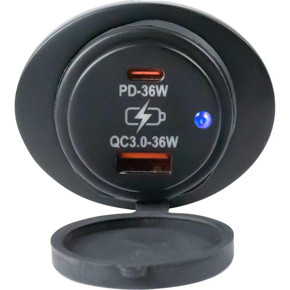 Sea-Dog - USB 3.0/USB-C Power Socket - Oval Surface Mount, IP65 — Quality Boat Parts