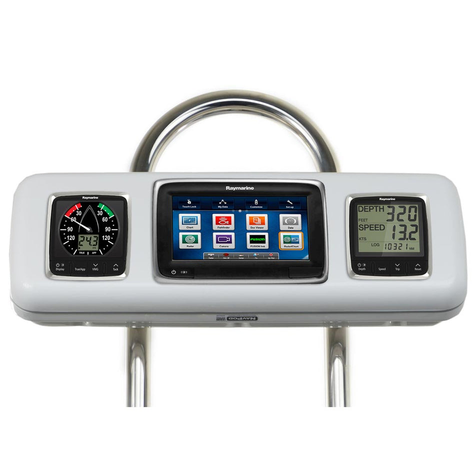 NavPod - GP1605 SystemPod Pre-Cut - Raymarine a75/a77/a78, 2 Instruments, 9.5" Wide Guard — Quality Boat Parts