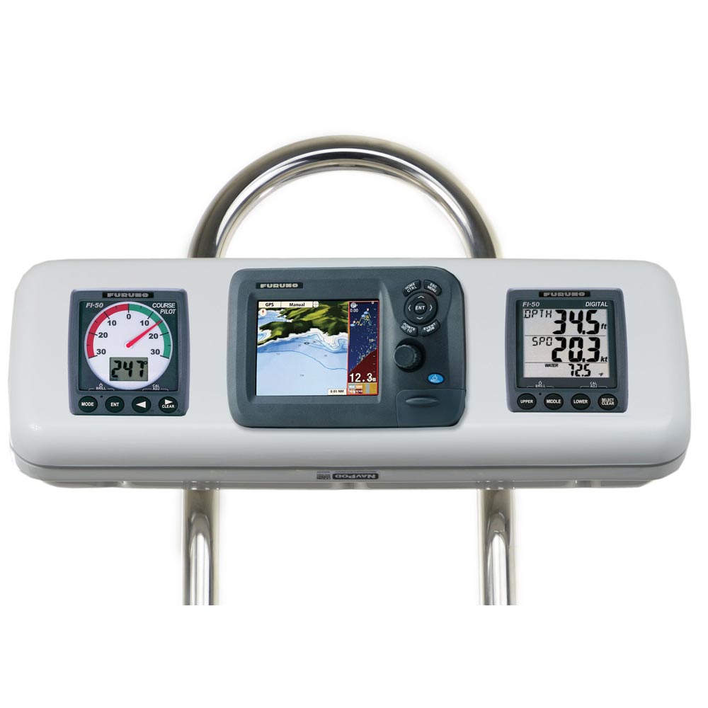 NavPod - GP1607 SystemPod Pre-Cut - For Furuno GP1670, GP1670F 5.7", 2 Instruments, For 9.5" Wide Guard — Quality Boat Parts