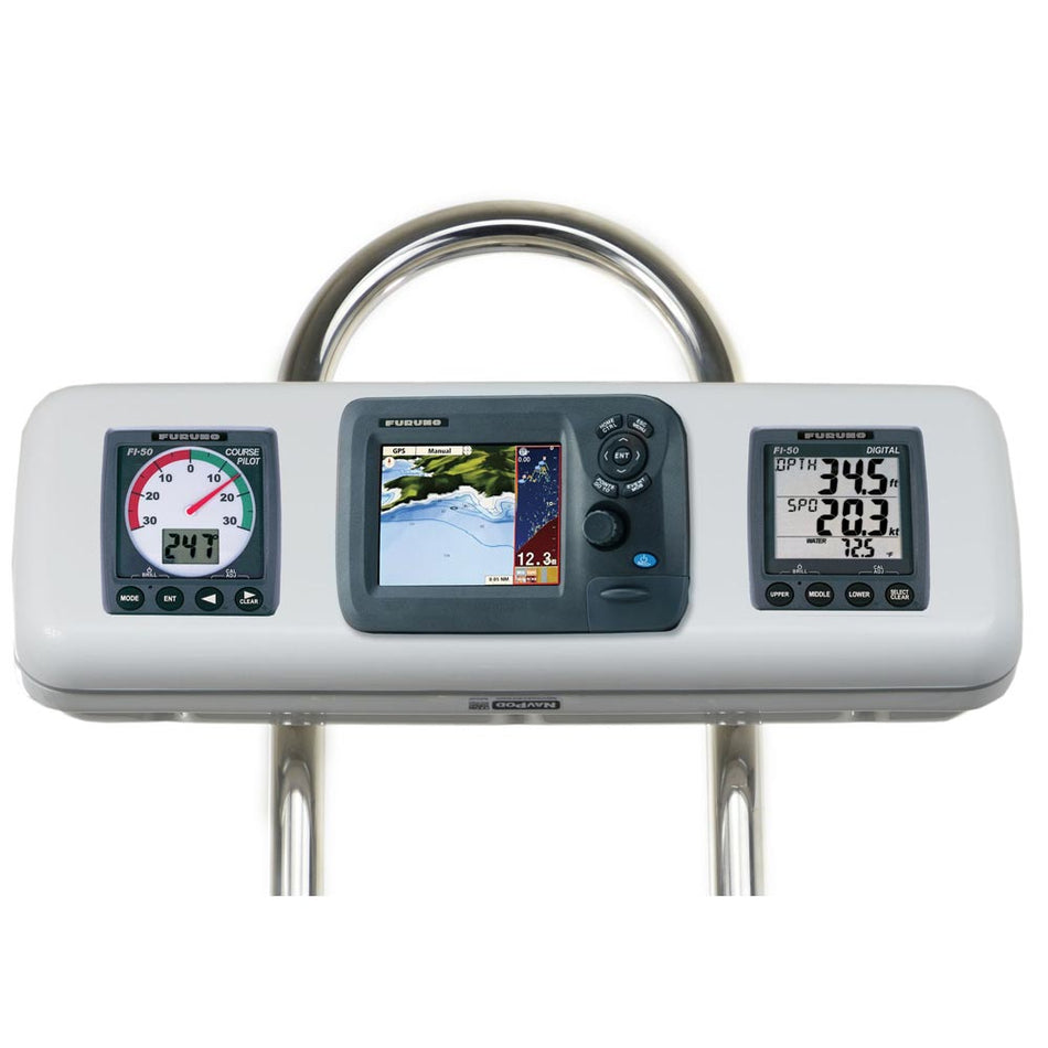NavPod - GP1607 SystemPod Pre-Cut - For Furuno GP1670, GP1670F 5.7", 2 Instruments, For 9.5" Wide Guard — Quality Boat Parts