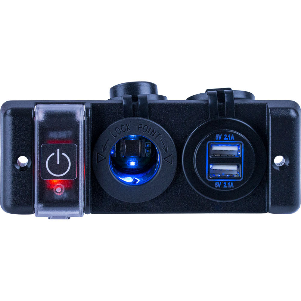 Sea-Dog - Double USB Power Socket Panel - Breaker Switch — Quality Boat Parts