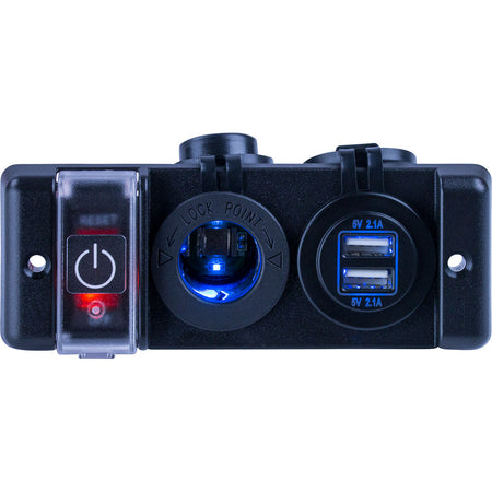 Sea-Dog - Double USB Power Socket Panel - Breaker Switch — Quality Boat Parts