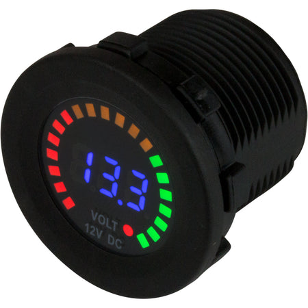 Sea-Dog - Round Voltage Meter DC - 5-15V, Rainbow Dial — Quality Boat Parts