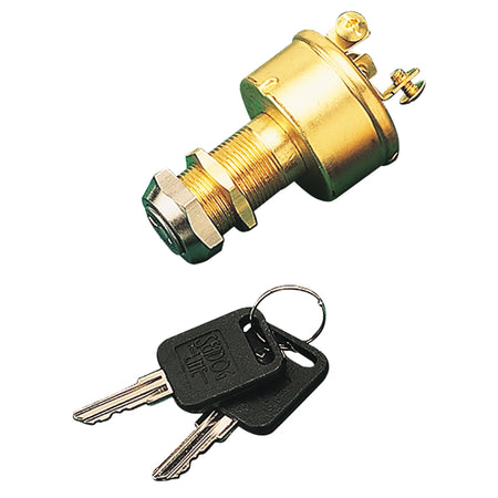 Sea-Dog - Key Ignition Switch - Brass, 3-Position — Quality Boat Parts
